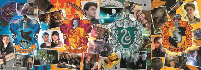TREFL Panoramatické puzzle Harry Potter: Čtyři bradavické koleje 1000 dílků