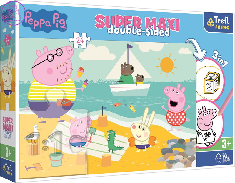 TREFL Oboustranné puzzle Prasátko Peppa SUPER MAXI 24 dílků