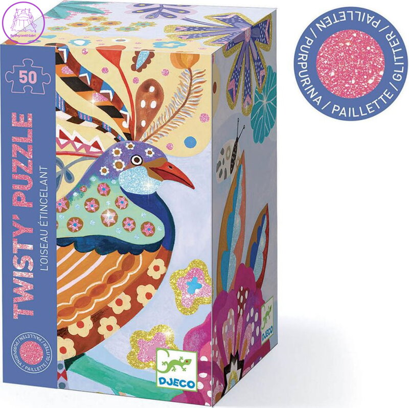 DJECO Třpytivé puzzle Jiskřivý pták 50 dílků DJECO Třpytivé puzzle Jiskřivý pták 50 dílků