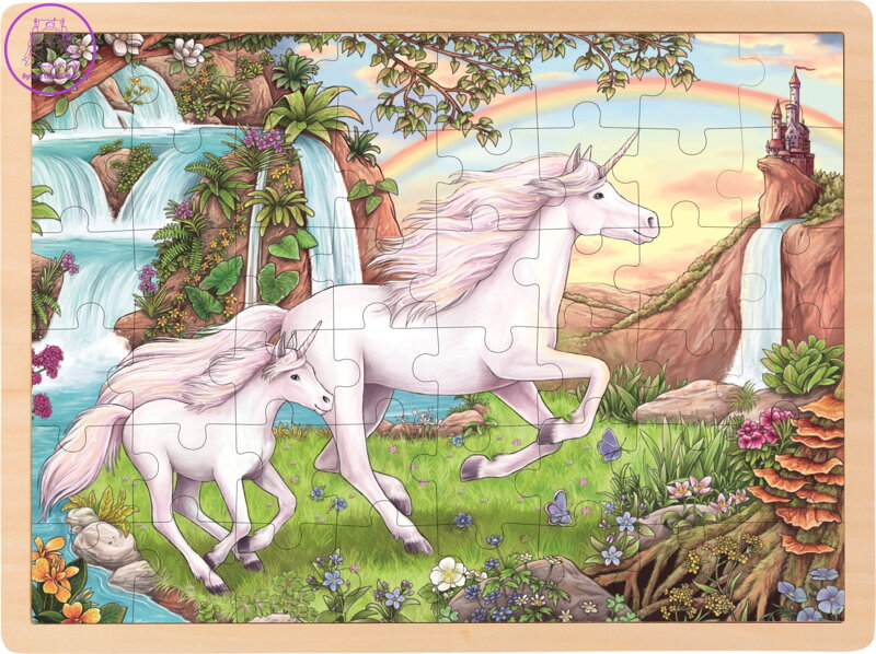 GOKI Dřevěné puzzle Jednorožec 48 dílků GOKI Dřevěné puzzle Jednorožec 48 dílků