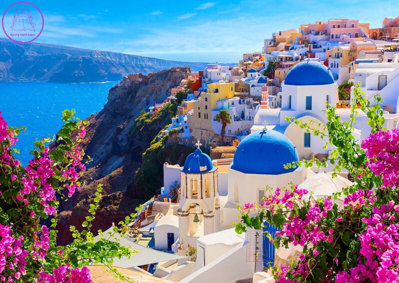 ENJOY Puzzle Santorini s květinami, Řecko 1000 dílků ENJOY Puzzle Santorini s květinami, Řecko 1000 dílků