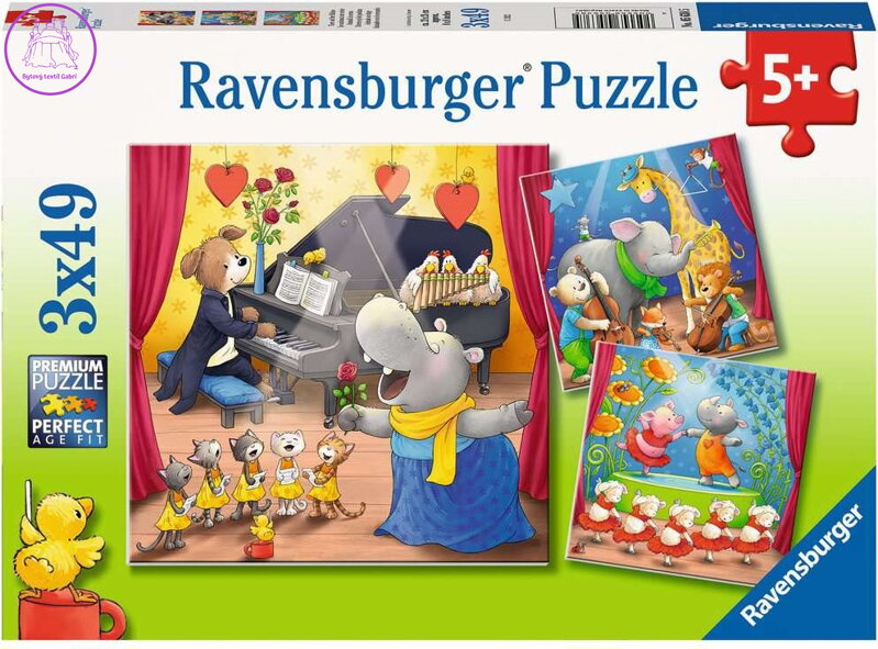 RAVENSBURGER Puzzle Zvířátka na pódiu 3x49 dílků RAVENSBURGER Puzzle Zvířátka na pódiu 3x49 dílků