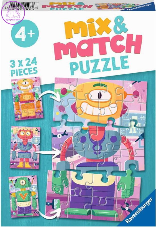 RAVENSBURGER Puzzle Mix&Match: Roztomilí roboti 3x24 dílků RAVENSBURGER Puzzle Mix&Match: Roztomilí roboti 3x24 dílků