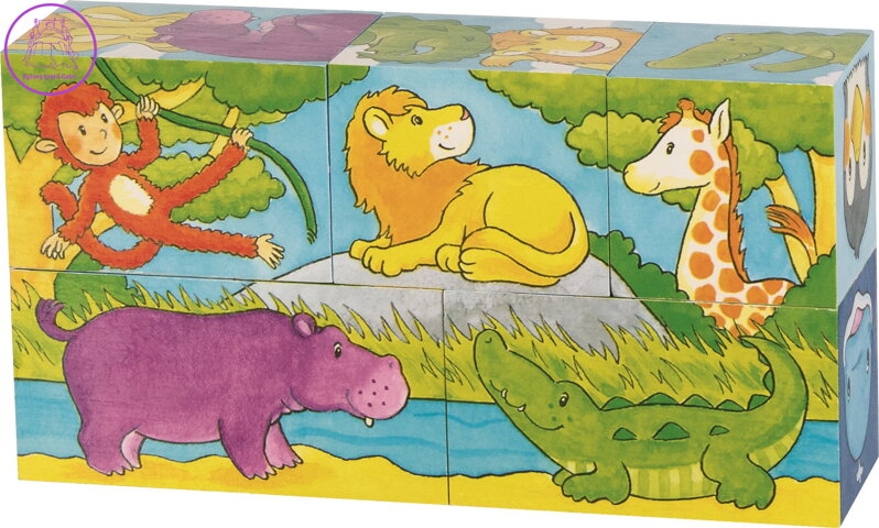 GOKI Dřevěné kostky Safari a Arktida, 5 kostek GOKI Dřevěné kostky Safari a Arktida, 5 kostek