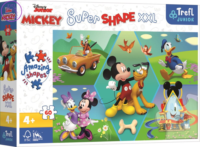 TREFL Puzzle Super Shape XXL Mickey Mouse: Zábava 60 dílků TREFL Puzzle Super Shape XXL Mickey Mouse: Zábava 60 dílků