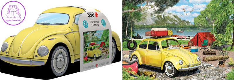 EUROGRAPHICS Puzzle v plechové krabičce Volkswagen Brouk v kempu 550 dílků