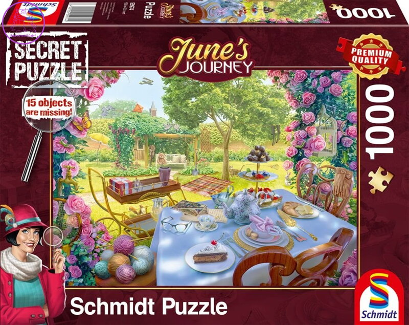 SCHMIDT Secret puzzle June's Journey: Čaj v zahradě 1000 dílků SCHMIDT Secret puzzle June's Journey: Čaj v zahradě 1000 dílků