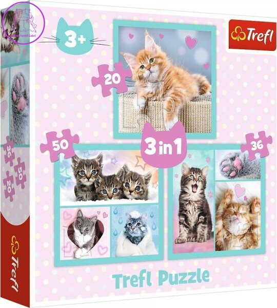 TREFL Puzzle Sladká koťátka 3v1 (20,36,50 dílků) TREFL Puzzle Sladká koťátka 3v1 (20,36,50 dílků)
