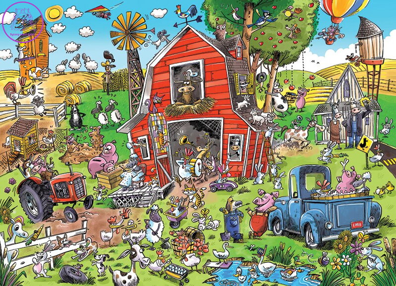 COBBLE HILL Rodinné puzzle Šílená farma 350 dílků