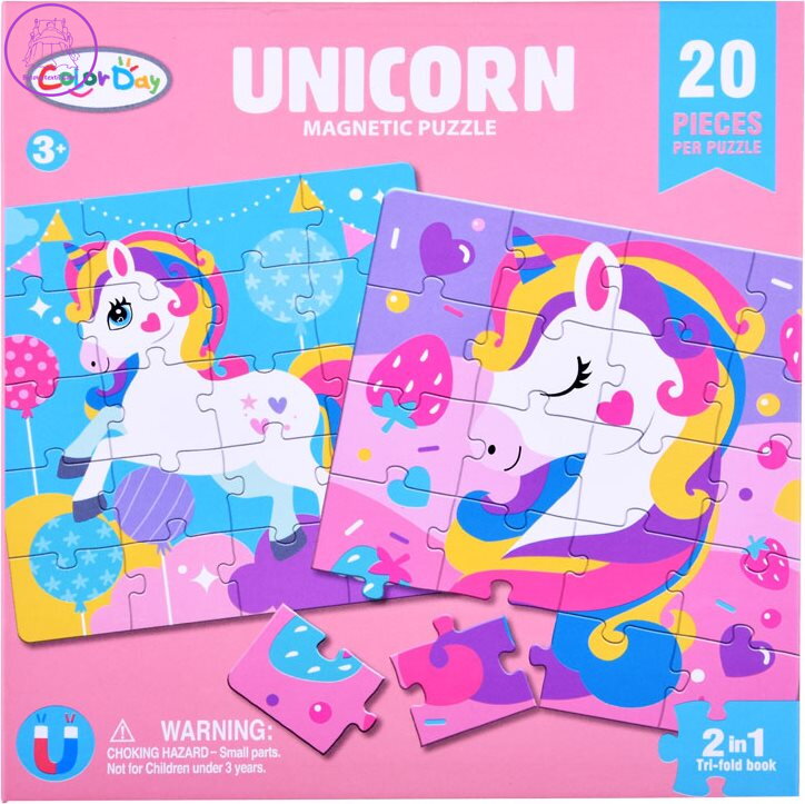 COLOR DAY Magnetické puzzle Svět jednorožců 2x20 dílků