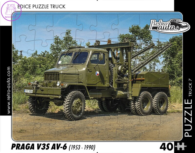RETRO-AUTA Puzzle TRUCK č.7 Praga V3S AV-6 (1953-1990) 40 dílků RETRO-AUTA Puzzle TRUCK č.7 Praga V3S AV-6 (1953-1990) 40 dílků