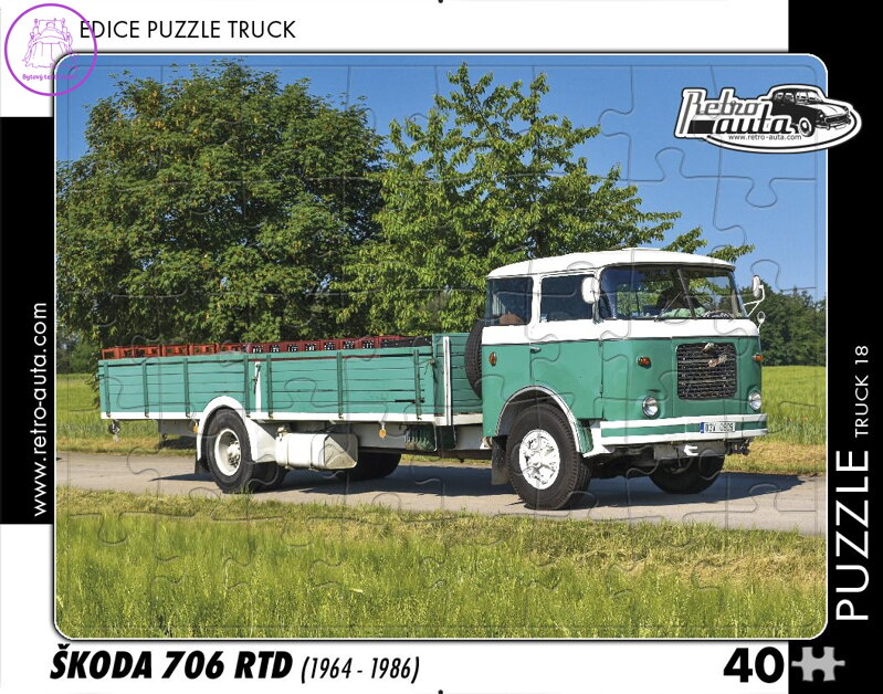 RETRO-AUTA Puzzle TRUCK č.18 Škoda 706 RTD (1964-1986) 40 dílků RETRO-AUTA Puzzle TRUCK č.18 Škoda 706 RTD (1964-1986) 40 dílků