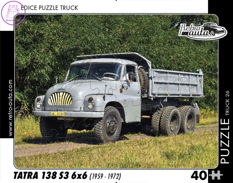 RETRO-AUTA Puzzle TRUCK č.26 Tatra 138 S3 6x6 (1959-1972) 40 dílků RETRO-AUTA Puzzle TRUCK č.26 Tatra 138 S3 6x6 (1959-1972) 40 dílků