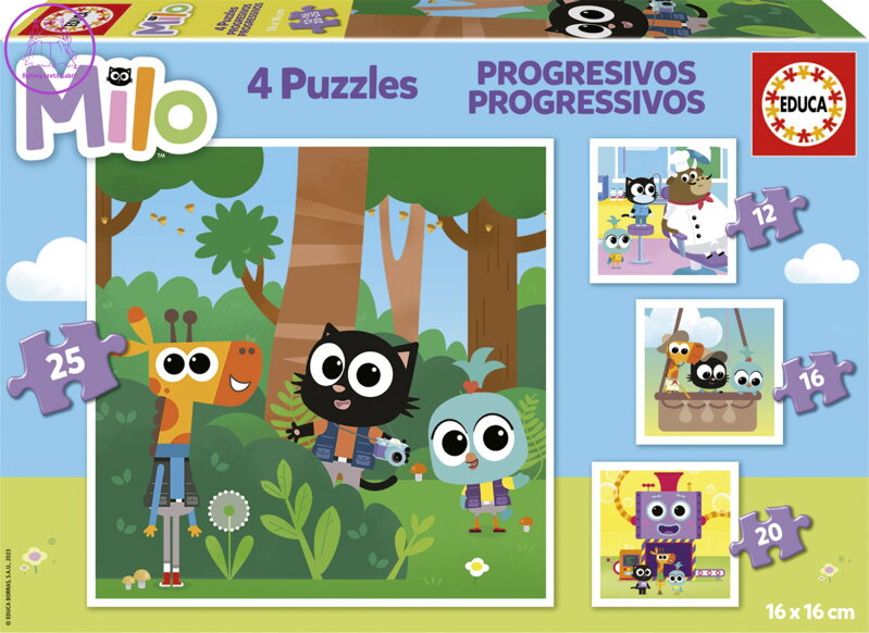 EDUCA Puzzle Milo 4v1 (12,16,20,25 dílků) EDUCA Puzzle Milo 4v1 (12,16,20,25 dílků)