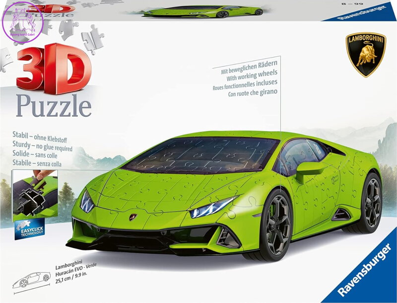 RAVENSBURGER 3D puzzle Lamborghini Huracán Evo zelené 156 dílků RAVENSBURGER 3D puzzle Lamborghini Huracán Evo zelené 156 dílků