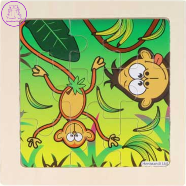Dřevěné puzzle Džungle s opicemi 9 dílků