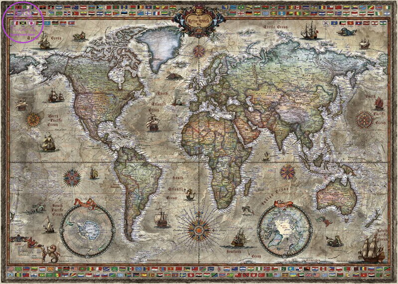 HEYE Puzzle Map Art: Retro svět 1000 dílků HEYE Puzzle Map Art: Retro svět 1000 dílků