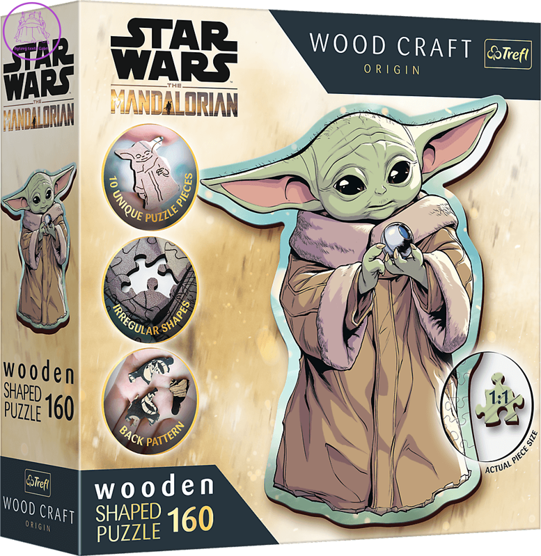 TREFL Wood Craft Origin puzzle The Mandalorian: Grogu 160 dílků