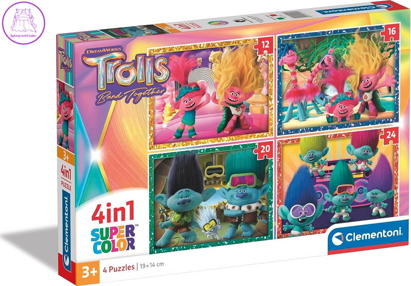 CLEMENTONI Puzzle Trollové 3, 4v1 (12+16+20+24 dílků)
