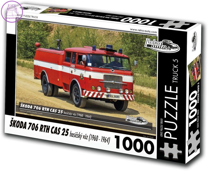 RETRO-AUTA Puzzle TRUCK č.5 Škoda 706 RTH CAS 25 hasičský vůz (1960-1964) 1000 dílků RETRO-AUTA Puzzle TRUCK č.5 Škoda 706 RTH CAS 25 hasičský vůz (1960-1964) 1000 dílků