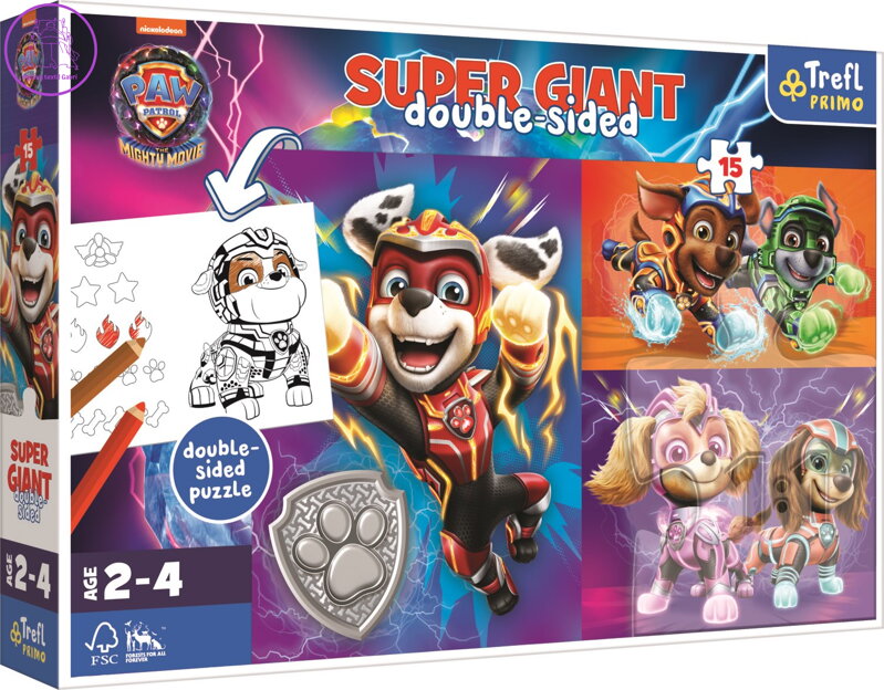 TREFL Oboustranné puzzle Tlapková patrola: Skvělý tým SUPER GIANT 15 dílků