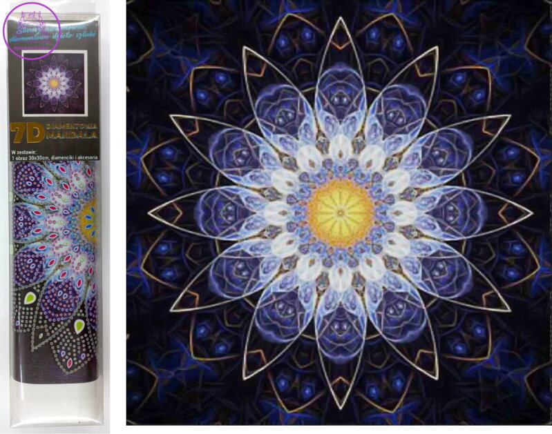 Norimpex Diamantové malování 7D Modrá mandala 30x30cm