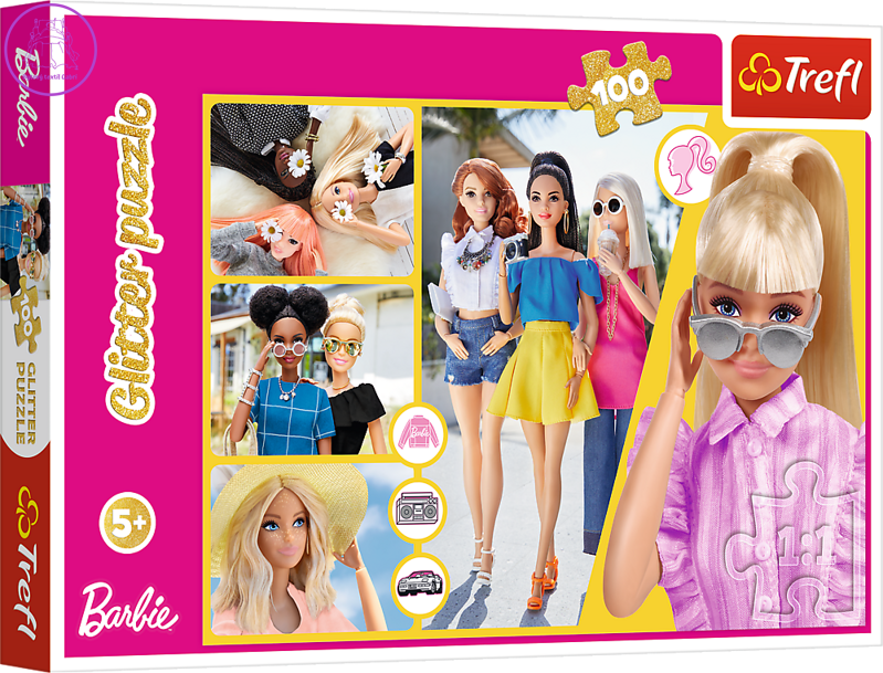 TREFL Třpytivé puzzle Barbie 100 dílků
