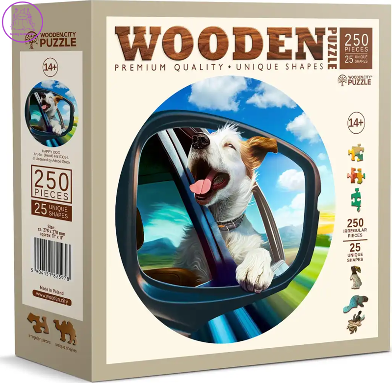WOODEN CITY Dřevěné puzzle Veselý pes 250 dílků EKO