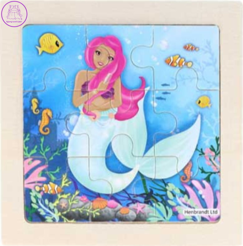 Dřevěné puzzle Mořská víla Magenta 9 dílků Dřevěné puzzle Mořská víla Magenta 9 dílků