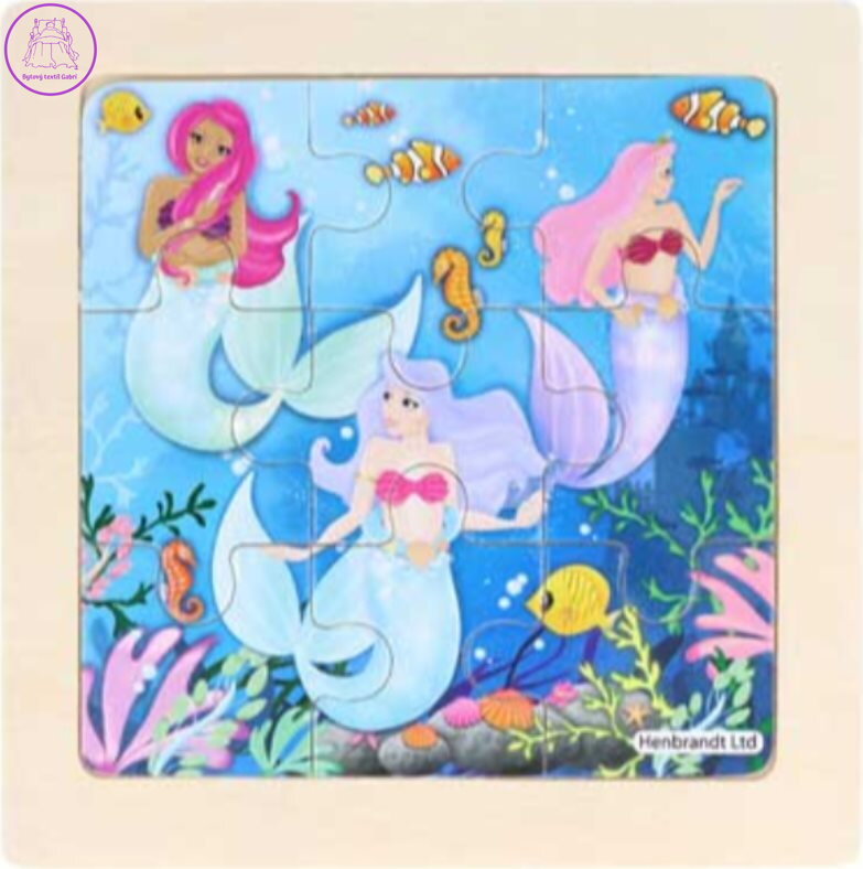 Dřevěné puzzle Mořské víly 9 dílků Dřevěné puzzle Mořské víly 9 dílků