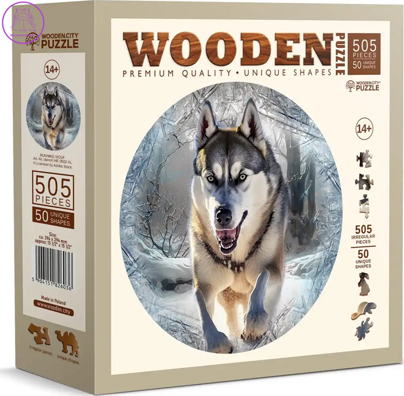 WOODEN CITY Dřevěné puzzle Běžící vlk 505 dílků EKO