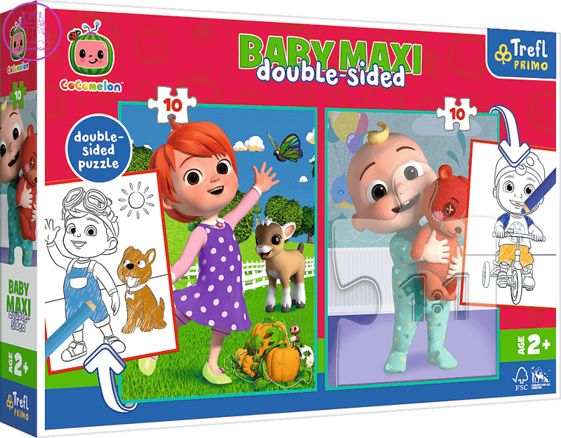 TREFL Oboustranné puzzle Cocomelon: Přátelé BABY MAXI 2x10 dílků