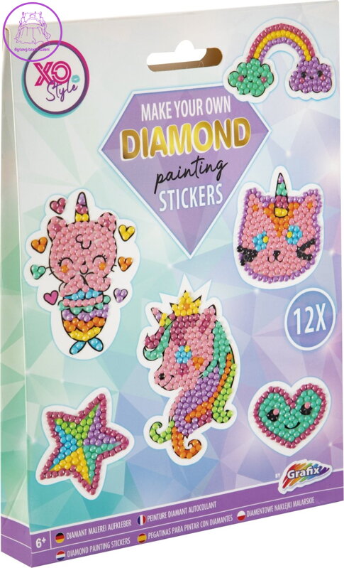 GRAFIX Diamantové malování samolepky Fantazie 12ks