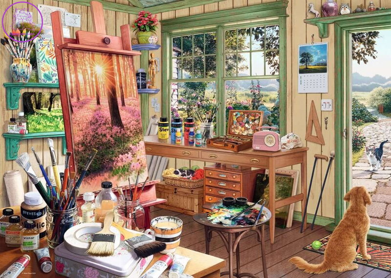 RAVENSBURGER Puzzle Moje útočiště č.11: Zahradní ateliér 1000 dílků RAVENSBURGER Puzzle Moje útočiště č.11: Zahradní ateliér 1000 dílků