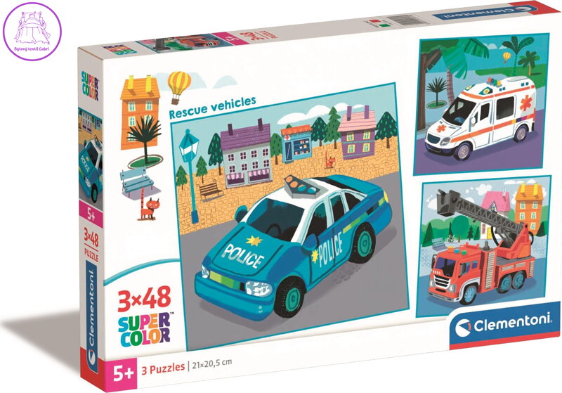 CLEMENTONI Puzzle Záchranářská vozidla 3x48 dílků CLEMENTONI Puzzle Záchranářská vozidla 3x48 dílků
