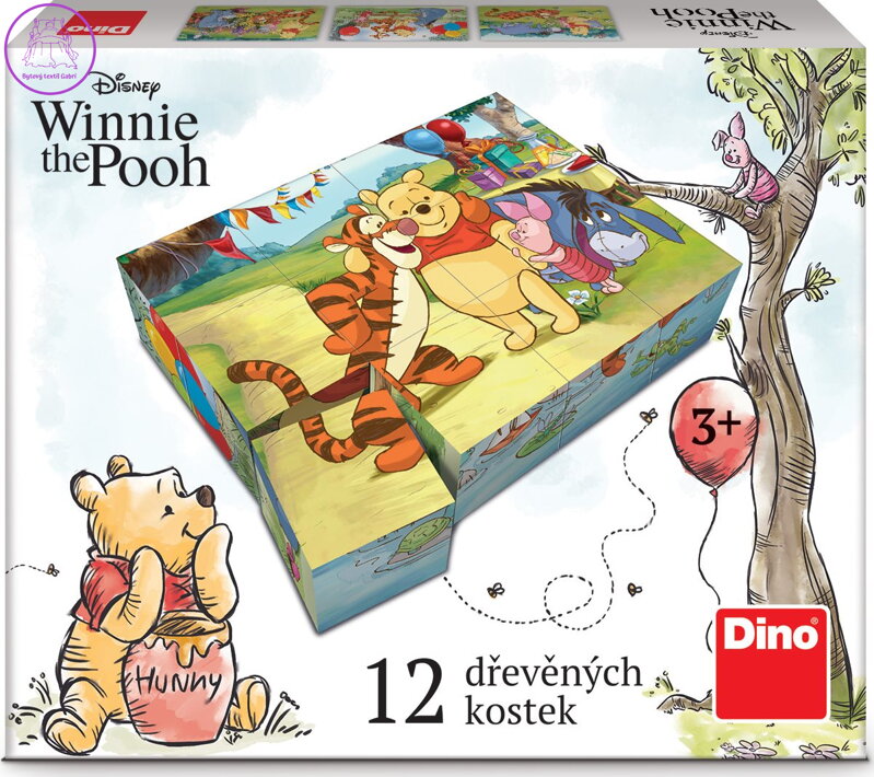 DINO Obrázkové kostky Medvídek Pú, 12 kostek DINO Obrázkové kostky Medvídek Pú, 12 kostek