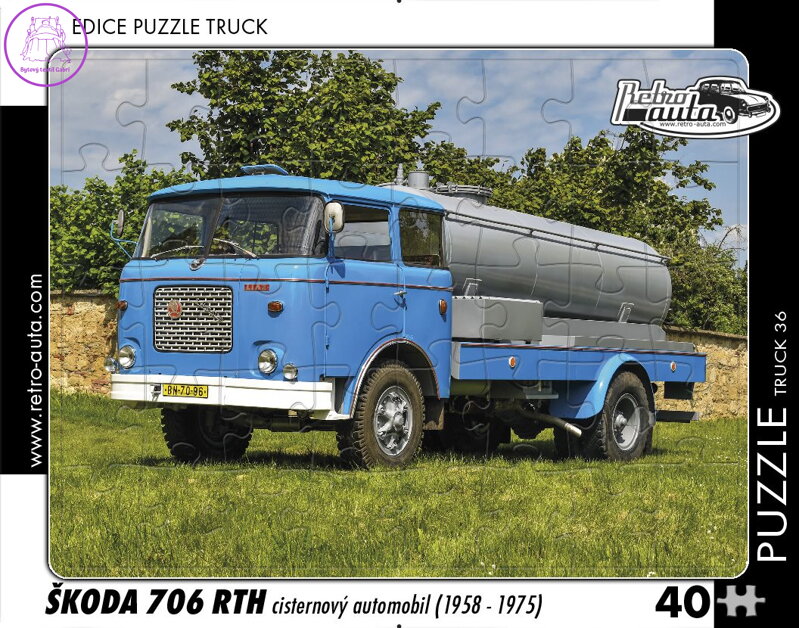 RETRO-AUTA Puzzle TRUCK č.36 Škoda 706 RTH cisternový automobil (1958 - 1975) 40 dílků RETRO-AUTA Puzzle TRUCK č.36 Škoda 706 RTH cisternový automobil (1958 - 1975) 40 dílků