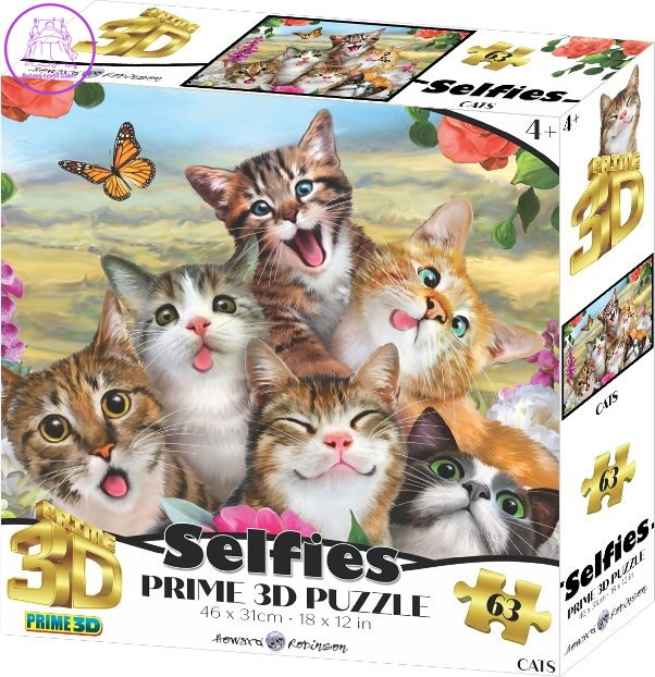 PRIME 3D Puzzle Kočičí Selfie 3D 63 dílků