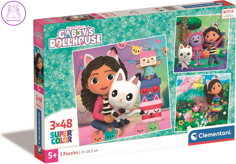 CLEMENTONI Puzzle Gábinin kouzelný domek 3x48 dílků