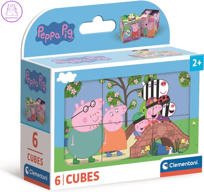 CLEMENTONI Obrázkové kostky Prasátko Peppa, 6 kostek CLEMENTONI Obrázkové kostky Prasátko Peppa, 6 kostek