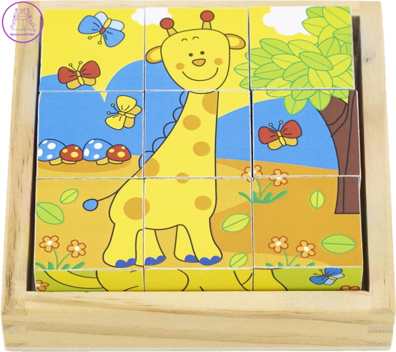 BABU Obrázkové kostky Divoká zvířátka, 9 kostek