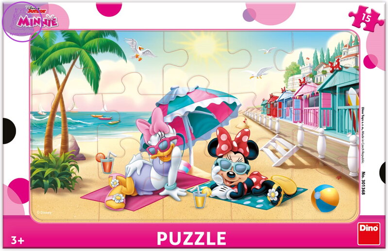 DINO Puzzle Minnie a Daisy na pláži 15 dílků DINO Puzzle Minnie a Daisy na pláži 15 dílků