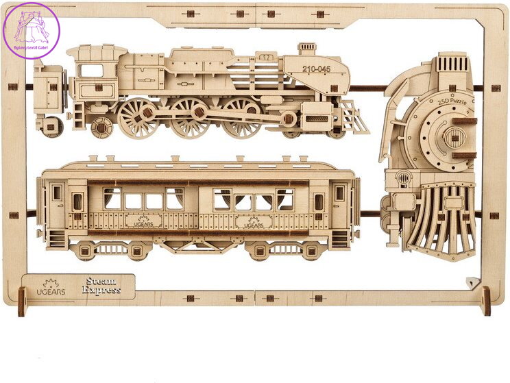 UGEARS 3D puzzle Parní Express 2,5D 79 dílků