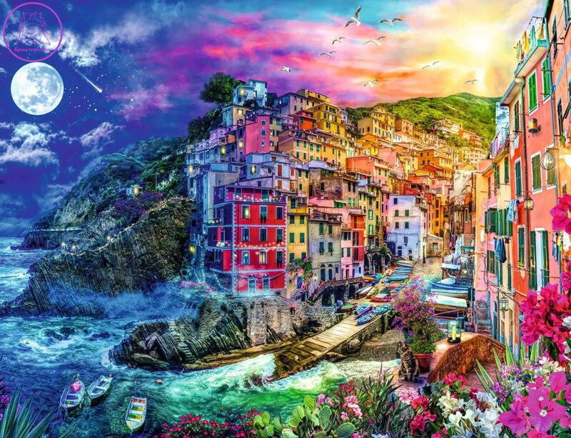 RAVENSBURGER Puzzle Barevné Cinque Terre 2000 dílků RAVENSBURGER Puzzle Barevné Cinque Terre 2000 dílků