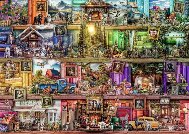 RAVENSBURGER Puzzle Psí knihovna 1000 dílků RAVENSBURGER Puzzle Psí knihovna 1000 dílků