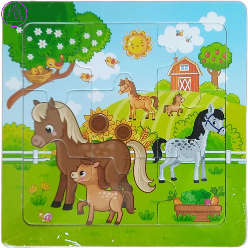 GRAFIX Dřevěné puzzle Koně na pastvě 9 dílků GRAFIX Dřevěné puzzle Koně na pastvě 9 dílků