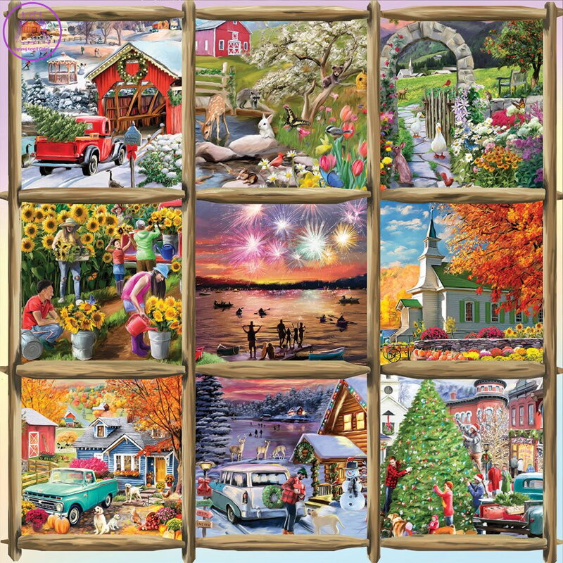 ALIPSON Čtvercové puzzle Koláž jaro, léto, podzim, zima 1000 dílků ALIPSON Čtvercové puzzle Koláž jaro, léto, podzim, zima 1000 dílků
