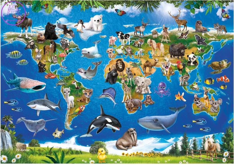 DINO Puzzle Mapa zvířat XL 100 dílků DINO Puzzle Mapa zvířat XL 100 dílků