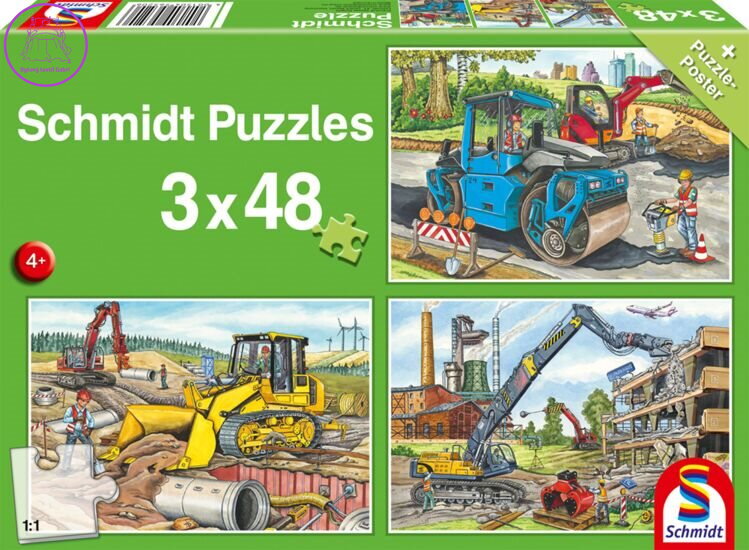SCHMIDT Puzzle Na staveništi 3x48 dílků SCHMIDT Puzzle Na staveništi 3x48 dílků