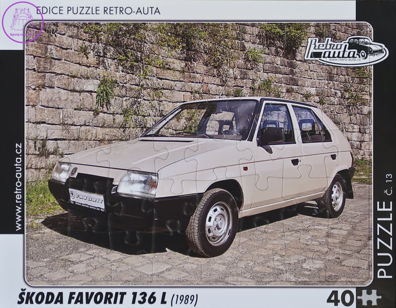 RETRO-AUTA Puzzle č.13 Škoda Favorit 136 L (1989) 40 dílků RETRO-AUTA Puzzle č.13 Škoda Favorit 136 L (1989) 40 dílků